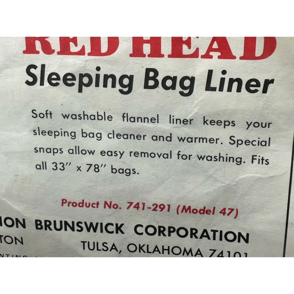 VTG NEW Rare REDHEAD Duck Sleeping Bag Sheet Liner Collectible FITS 33